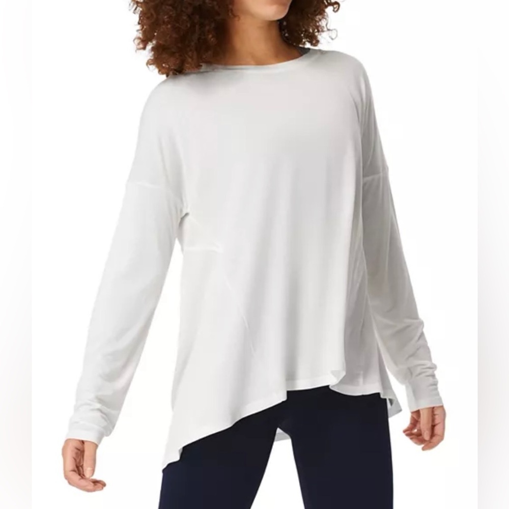 Sweaty Betty Easy Peazy Drapey White Long Sleeve Tee